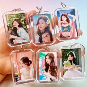 20ชิ้น พวงกุญแจกรอบรูป / พวงกุญแจรูปใส่รูปอะครีลิกเปล่า / จี้รูปวงแหวน DIY / พวงกุญแจรูปใส / จี้รูปกุญแจ