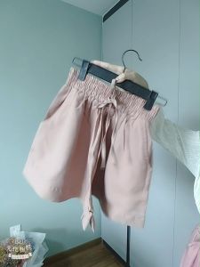 【SG】Beautiful Female Short with Elastic WaistbandIce silk shorts pant for women new culottes summer thin pants high waist loose wide leg culottes for women with pocket