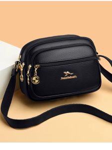 Leather Crossbody Bag for Middle-Aged Women Wedding Fashion Soft Leather Multi-Layer Matron Bag Casual Simple Style Polyester Lining