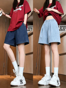 YAYANGREN | Tencel Denim Shorts Loose Large Size Icy Silk Straight Leg