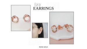 DAVINA Ladies Ezra Earrings Rose Gold Plated Sterling Silver 925 - Anting Wanita Perak S92