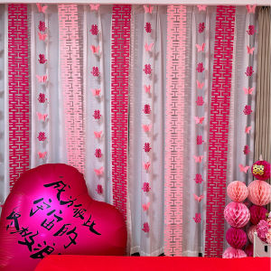 Wedding Decor Long Strip Happy Butterfly Curtain Decor Living Room Morning Robe Background Wall Festive Wedding Supplies