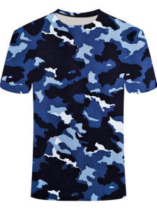 Slim Fit Camo Casual Sports T-Shirt round Neck Short Sleeve Youth Popular Summer Fashion Basic Style Other Casual Scenarios