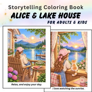 Storytelling Coloring Book Alice & Lake House for Adults & Kids Relax and Enjoy Buku Mewarna Dewasa