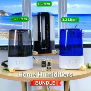 POWERPH 4L 3.2L 7LED 6LED 2Colors Ultrasonic Humidifier With Essential Oil Touch Screen Diffuser For Air Purify And Humidity In Room And Office