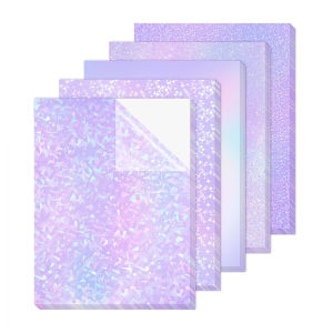 50 Sheets A4 Holographic Clear Vinyl Cold Laminated Film Holographic Overlay 8.3x11.7 Inches Adhesive Vinyl for Stickers 5 Style