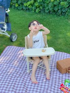 เก้าอี้ทานอาหารพับพกพาสำหรับเด็ก ป้องกันแสงแดด สำหรับเด็กอายุ 2-3 ปี เก้าอี้พักผ่อนกลางแจ้งสำหรับเด็ก สไตล์เกาหลี เก้าอี้ทานอาหารแบบพับได้สำหรับเด็ก