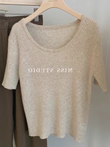 HUOLISI | Ice Silk Linen Short Sleeve Lightweight Round Neck T-Shirt