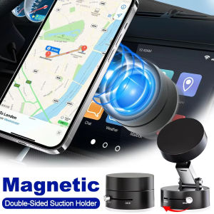 Double-Sided Suction Cup Phone Holder Strong Magnetic Cellphone Mount Retractable Folding Swivel Stands for Car Desktop Mirror