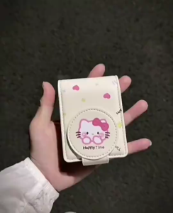 ร้านอยู่กทม.กระเป๋าใส่ลิปสติก พร้อมกระจก วัสดุPU การเป่าเครื่องสำอาง ขนาดเล็ก แบบพกพา ลายการ์ตูนหมีและแมว