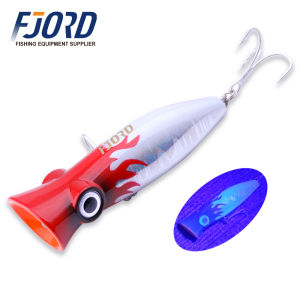 FJORD 80mm 14g Popper Glow Fishing Lure Swimbait Floating Hard Bait for Pike Bass Sea Saltwater Surface Walker Fishing Supplies