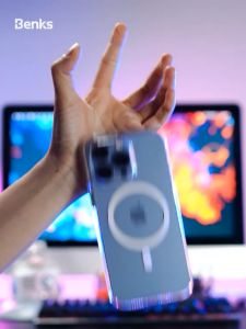 CLEARANCE Benks Transparent MagClap™ Crystal Phone Case For iPhone 13 14 Pro Max Anti-Fingerprint Anti-Drop All-inclusive Metal Button Phone Cover Supports Wireless Charging