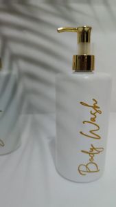 Botol Sabun Cair Aesthetic Pump Amber Putih Gold Signature