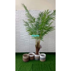 Dekorasi Studio dengan Pohon Hias Tanaman Artificial Palem Hawai T180 & Pot Anyaman Seagrass