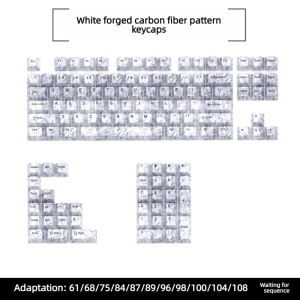 Carbon Fiber Texture Fog Black Transparent PC Keycaps 132 Keys Double Shot Cherry Profile Keycap for Gateron Mechanical Keyboard