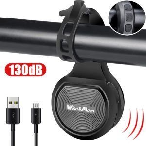 130dB USB Rechargeable Bicycle Motorcycle Electric Bell Horn Bicycle Alarm Handlebar Speaker Doorbell Anti-theft Horn Bike Accessories
