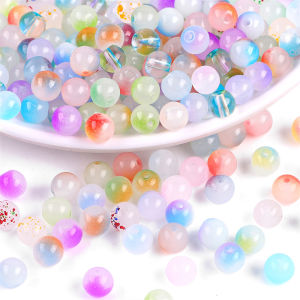 50pcs 8mm Mixed Candy Colors Glass Beads  Round Loose Spacer Beads For Bracelet Necklace DIY Jewelry Making Handmade Accessories