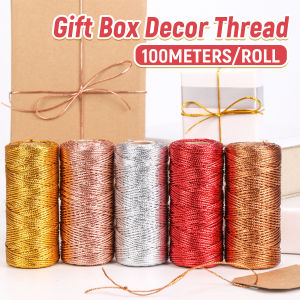 Ellebreen 100M/Roll Gift Box Decor Tag Line Tying Rope Packaging Thread Metallic Cord Christmas Strap Ribbon