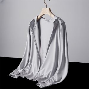 LIVE GREAT |ชุดป้องกันรังสี UV สำหรับทุกเพศเสื้อผ้าทำจากผ้าไหมน้ำแข็งบางพิเศษสำหรับแจ็คเก็ตแบบระบายอากาศได้ป้องกันแสงแดดสำหรับฤดูร้อน