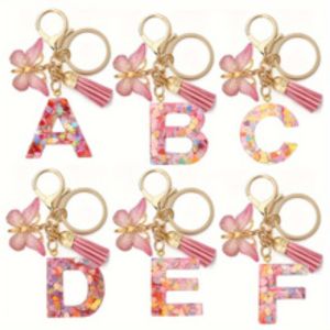 Fashion DIY A-Z Letter Keychain Metal Bracket Pendant Keychain Womens Car Keychain Simple Letter Name Key Party Gift