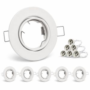 JOYINLED 6PCS LED Recessed Downlight Frames with GU10 Lamp Holder Round Downlight Kit White Metal Ceiling Spotlight Fittings