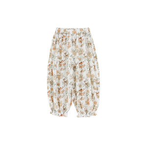 YOEHYAUL | Girls Casual Cute Rabbit Print Wide Leg Trousers