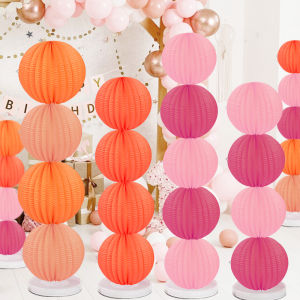 1/2ชิ้นพับได้แตงโมโคมไฟกระดาษสำหรับแขวนจีนสร้างสรรค์ตกแต่งวันเกิดงานเลี้ยงสมรส