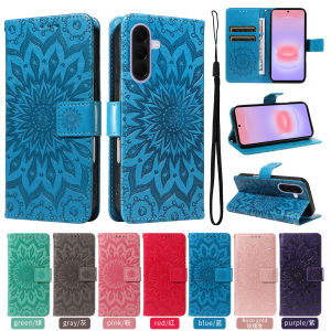 Leather Wallet Flip Case for Samsung Galaxy S22 S23 S24 S25 S26 FE Ultra Plus Edge | Mandala Embossed Design Card Holder