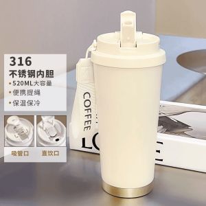 Blue Noah Koala Cup Large Capacity Sports Coffee Cup with Straw Car Carrier Insulated Water Bottle High Aesthetic Value for Men And Women