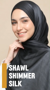 Shimmer Silk Shawl Black Edition Premium Satin Hijab 170x80cm