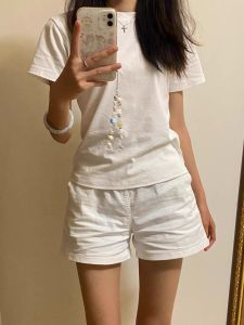 High Waist Washed Cotton Linen Shorts Womens Loose Casual Slimming A-Line Wide Leg Workwear Hot Pants Street Style Summer