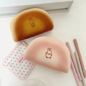 Miffy Kawaii Bread Shape Large Capacity Pencil Case Student Stationery Bag Cartoon Makeup Storage Bag Cute Gift Toy