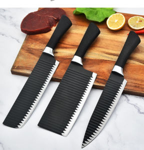 Bộ Dao Thái Thịt Nhật Bản Lưỡi Gợn Sóng Chống Dính Lưỡi Dao Được Gia Công Tỉ Mỉ Cho Độ Bén Hoàn Hảo. Sự Lựa Chọn Số 1 Của Đầu Bếp
