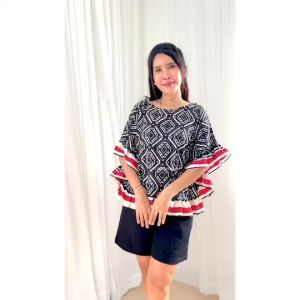 เสื้อปีก รุ่นแต่งระบายรอบตัว ฟรีไซค์ หน้าผ้า50 ผ้าสีสันสดใส ใส่สบาย