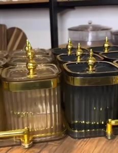 [KEDAP UDARA] SET Bekas SIZE MINI kuih raya 2024 luxury material plastic arcylic gold 6 bekas and plate size 31x18x9cm