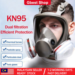 Gbest KN95 Reusable Full Half Face Mask with Activated Carbon Filter face shield for adult Topeng Gas pelindung muka cover Perindustrian Tahan Lama Penapis Berbilang Lapisan Sesuai untuk Kerja Kimia Pengecatan