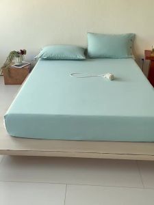 Bộ Chăn Ga Gối Jacquard Vintage Bằng Cotton Màu Xanh
