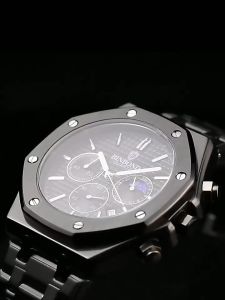 BINBOND Top Luxury Brand Man Business Quartz Watch Chronograph Dial Calendar Wristwatch Stainless Steel Strap 30M Water Resistant Fashion Men Watch