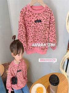 Áo Nỉ Dài Tay Họa Tiết Da Báo Thời Trang Cho Bé Gái Mùa Xuân Thu Thường Ngày Không Mũ Không Lót Cỡ Nhỏ Vừa