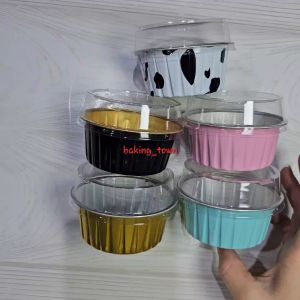 10pcs - 125ml Foil dan Tutup Aluminium Foil Premium Cup Kue Korean Dessert Box Kotak Cake Puding