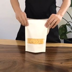 50pc Kraft Zip Window Goodies Bag Paper Packing Beg Plastik Makanan box Doorgift Zipper Food kedap udara