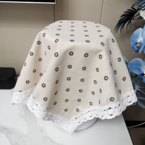 Kitchen Universal Cover Cloth Pink Lace Dustproof Oilproof Fabric Art Baking Oven Rice Cooker Tea Tray Cover Small Grid Design