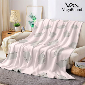 Pusheen Cat Pink Background Flannel Blanket Warm Soft Halloween Christmas Decorative Couch Warm Cozy All-Season Gift