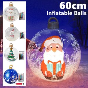 60cm PVC Inflatable Christmas Balls with LED Light Remote Large Balls Xmas Tree Decorations Giant Inflatable Christmas Balls