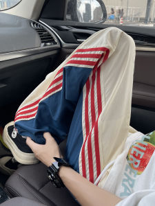 กางเกงกีฬาผ้าลูกไม้กันน้ำทรงหลวมสำหรับฤดูร้อน ทรงหลวม ทรงขาตรง กางเกงขายาวทรงบาง สำหรับผู้ชายและผู้หญิง