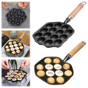 【Homelements】14 Holes Takoyaki Grill Pan Plate Non Stick Baking Forms Mold Pan Octopus Ball Plate Home Cooking Baking Forms Mold Tray