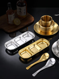 Bộ Đồ Ăn Bằng Thép Không Gỉ 304 Màu Vàng Phong Cách Hàn Quốc Bộ Đồ Ăn Tráng Men Mờ Thương Mại Bộ Đồ Ăn Trang Trí Nhà Hàng