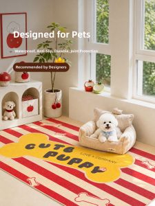 YUNHAOBUYI | Dopamine Style Red Non-slip Waterproof Pet Mat