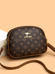 Casual Leather Printed Womens Bag 2025 New Style Multi-layer Small round Bag Single Shoulder Bag Slant Cross Bag for Women