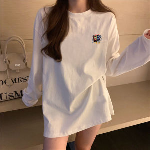Loose Cotton Long Sleeve T-Shirt Womens Pure Cotton round Neck Base Layer Shirt Bottom Missing Inner Wear Korean Style